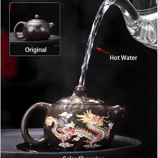 Dragon and Phoenix Auspicious Zisha Pot Set