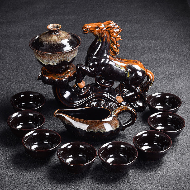 Kiln Crafted Beauty: Semi-Gilt Silver Tea Set