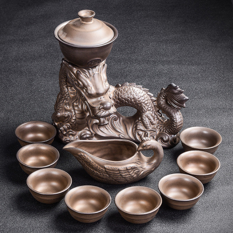 Kiln Crafted Beauty: Semi-Gilt Silver Tea Set