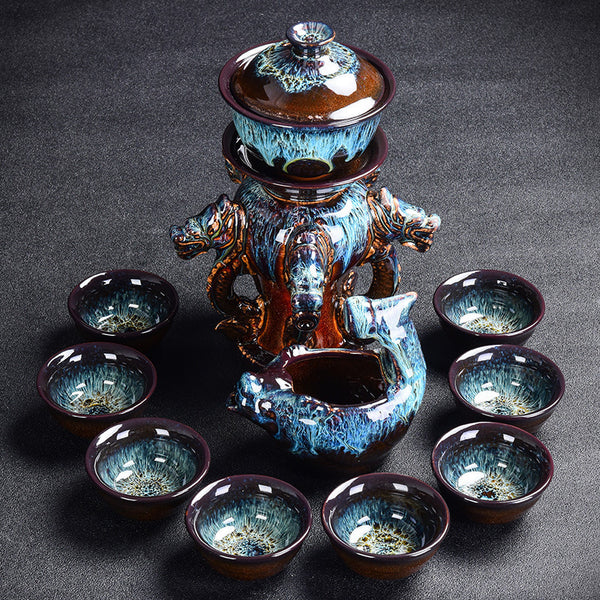 Kiln Crafted Beauty: Semi-Gilt Silver Tea Set