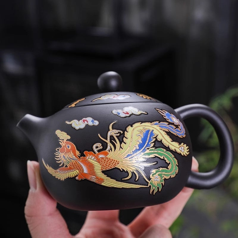 Dragon and Phoenix Auspicious Zisha Pot Set