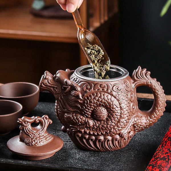 Yixing Tea Pot Beauty Kettle Black Mud Hand Carved– Luna Cha