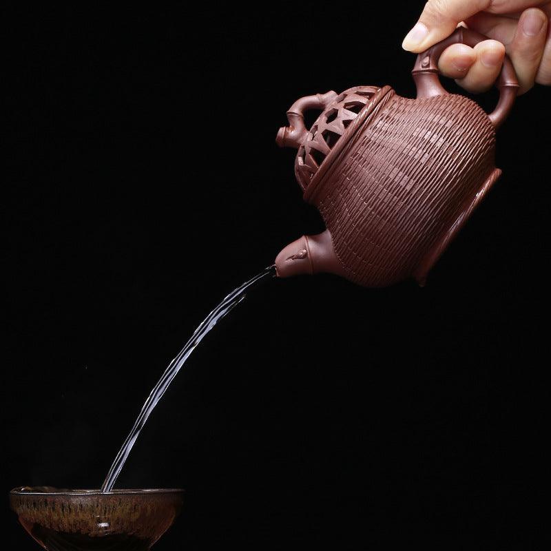 Bamboo Weave Pan Kettle - Yixingteaart